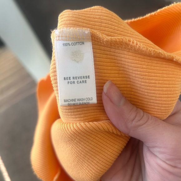 Fitz + Eddi Ribbed Henley Crop Tank | Mock Orange Raw Edge Top | Size XL - Picture 10 of 10